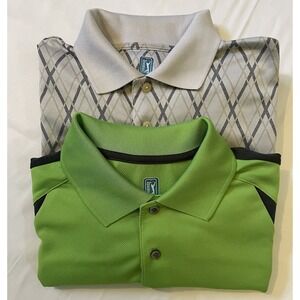 PGA TOUR Men's Golf Polo Lot Of 2 Shirts Sz M‎ Short Sleeve 100% Polyester